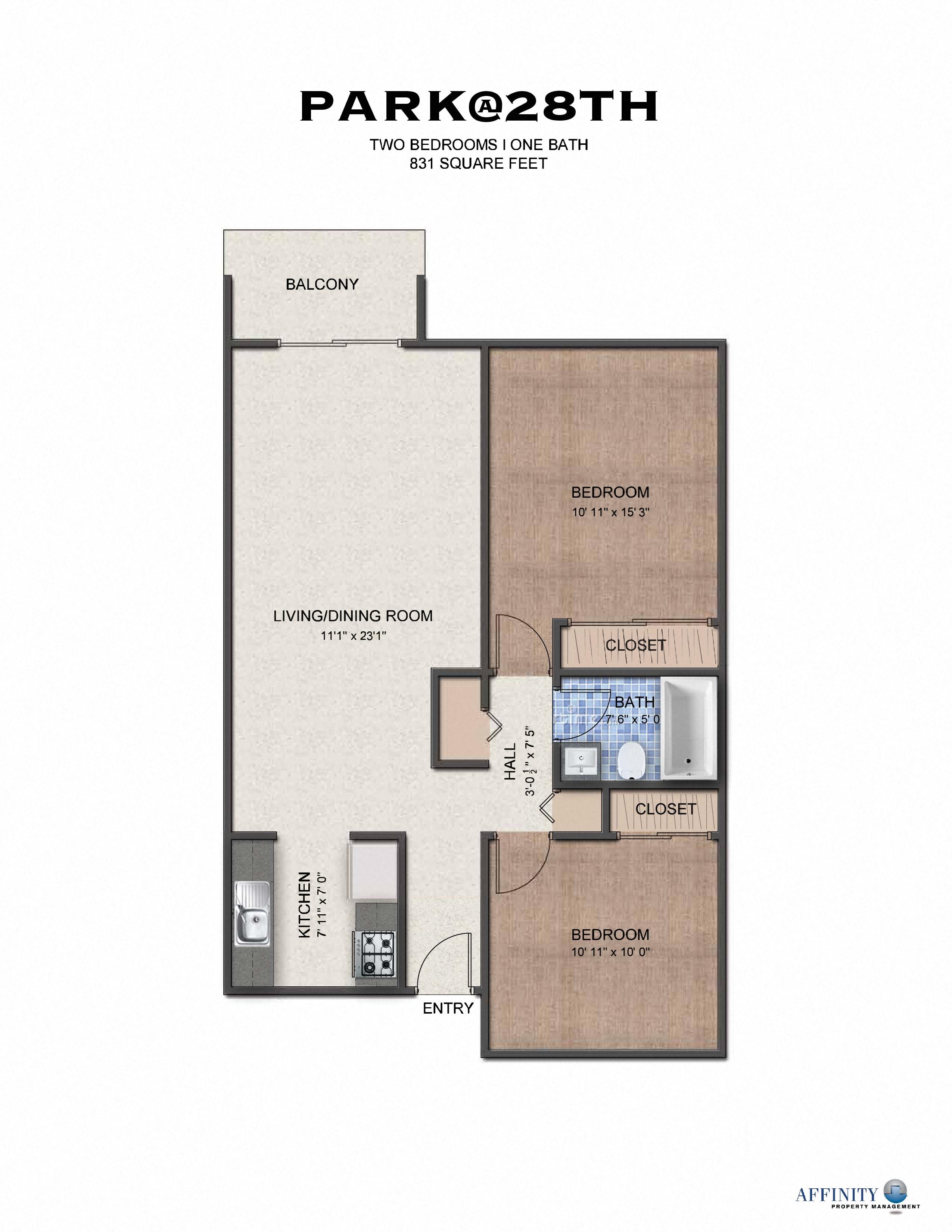 The Park at 28 | Two Bedroom Floor Plan The Park at 28 | Two Bedroom Floor Plan